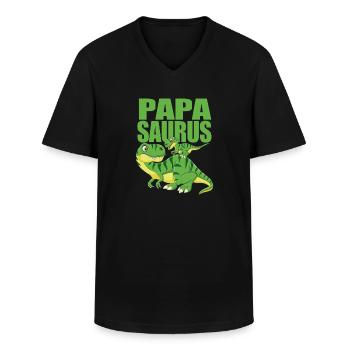 Papa Dinosaurier - Papasaurus - Männer-T-Shirt mit V-Ausschnitt - Schwarz - Vorne - AI Model Male 178 dark (178cm)