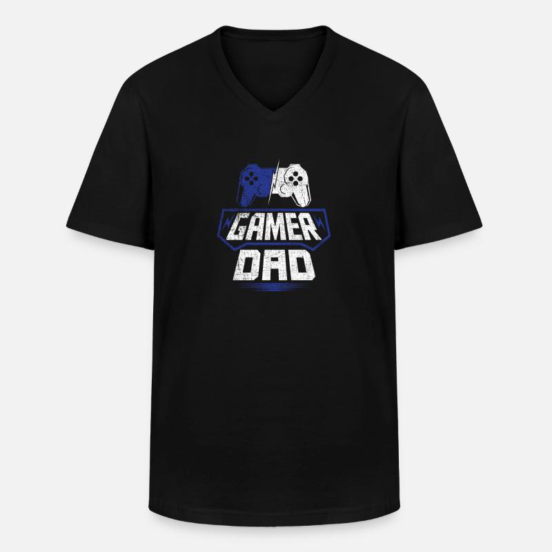 Gamer Dad - Männer-T-Shirt mit V-Ausschnitt - Schwarz