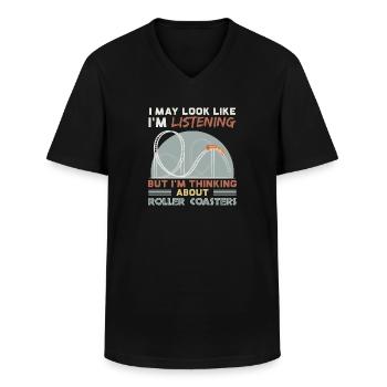 Funny Rollercoaster Fan Gift graphic Roller - Men's V-Neck T-Shirt - black - Front - AI Model Male 178 dark (178cm)