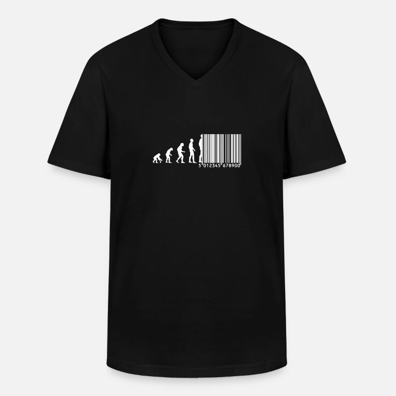 Evolution barcode - Männer-T-Shirt mit V-Ausschnitt - Schwarz