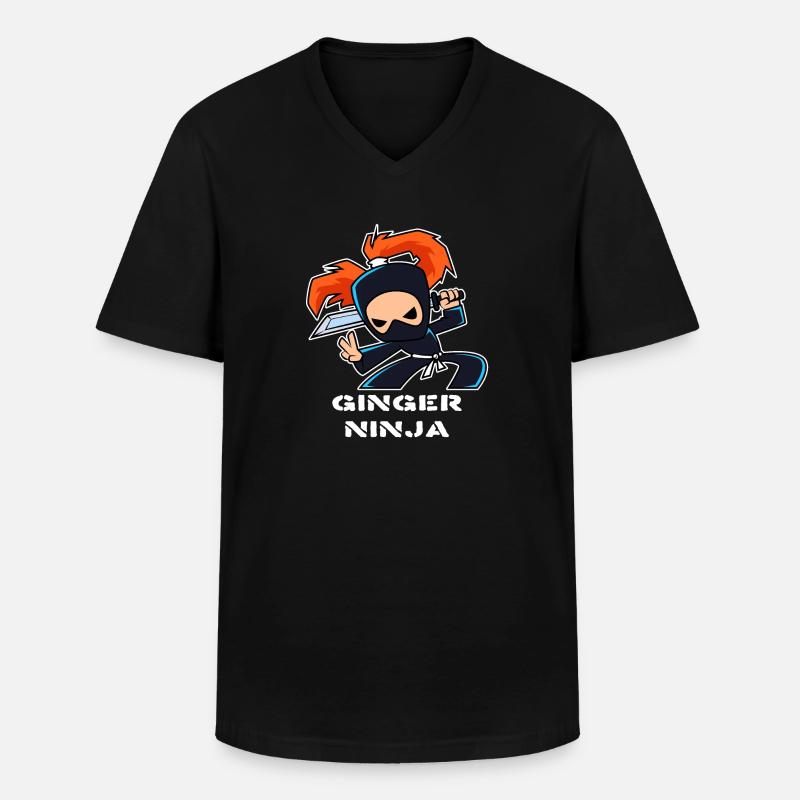 Ginger Ninja - Männer-T-Shirt mit V-Ausschnitt - Schwarz