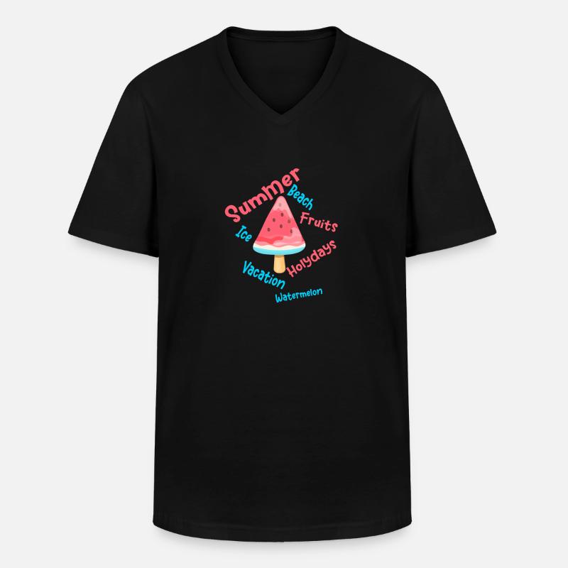 Summer - Männer-T-Shirt mit V-Ausschnitt - Schwarz