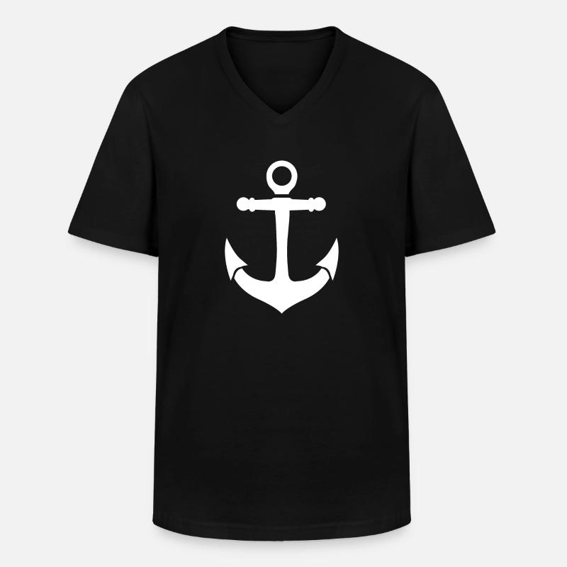 Anker - Männer-T-Shirt mit V-Ausschnitt - Schwarz