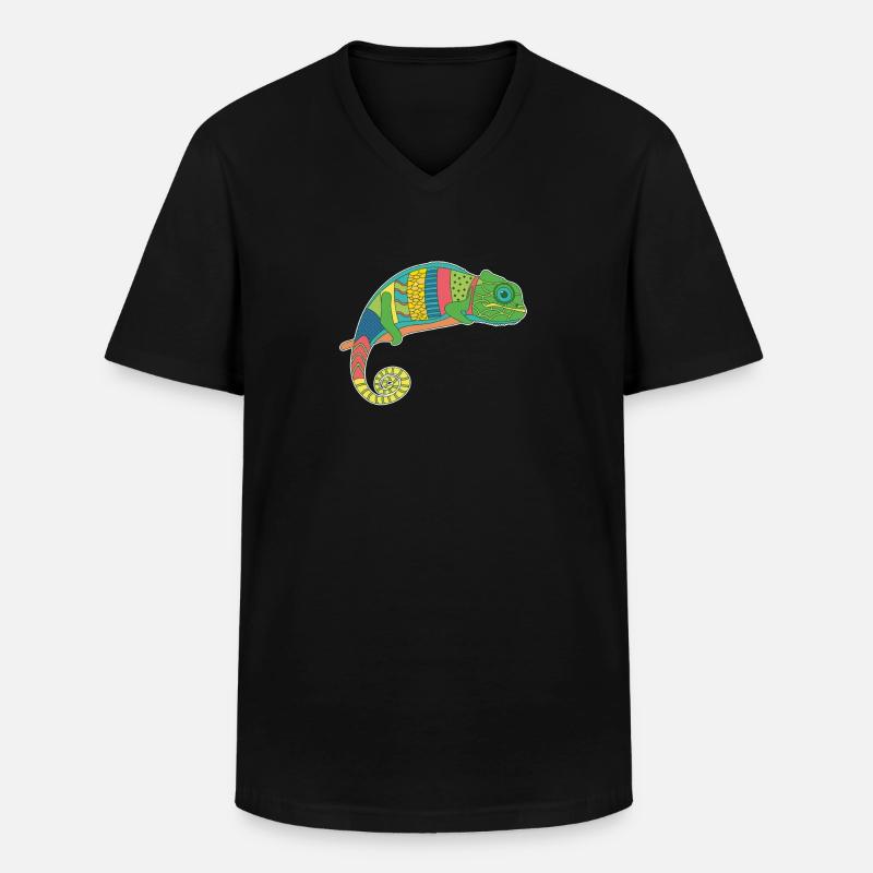 Chameleon Bunt - Männer-T-Shirt mit V-Ausschnitt - Schwarz