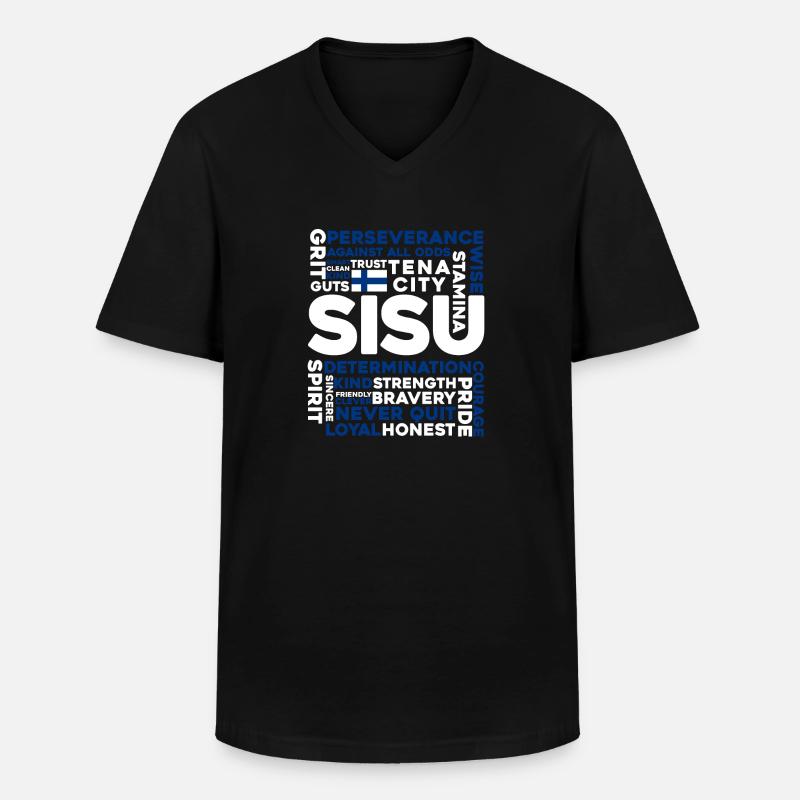 Finnland - Männer-T-Shirt mit V-Ausschnitt - Schwarz