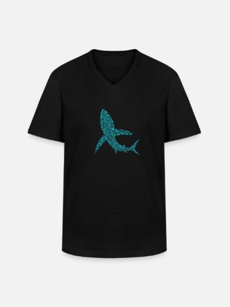 requin - T-shirt col V Homme - noir