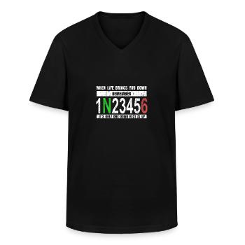 Motorcycle rider two-wheeled motor gift - Men's V-Neck T-Shirt - black - Front - AI Model Male 178 dark (178cm)