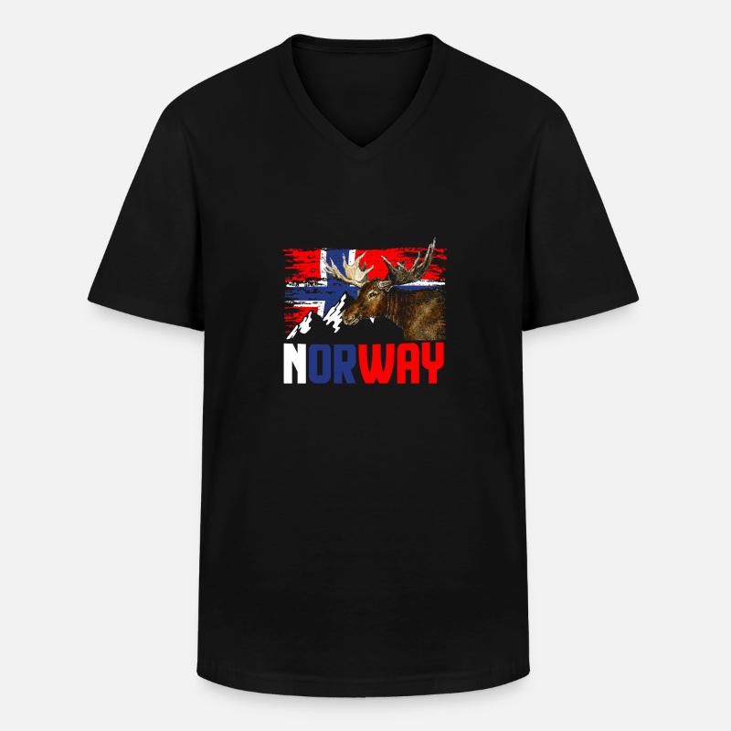 Norwegen Elch - Männer-T-Shirt mit V-Ausschnitt - Schwarz