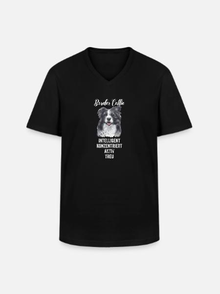 Border Collie - Männer-T-Shirt mit V-Ausschnitt - Schwarz