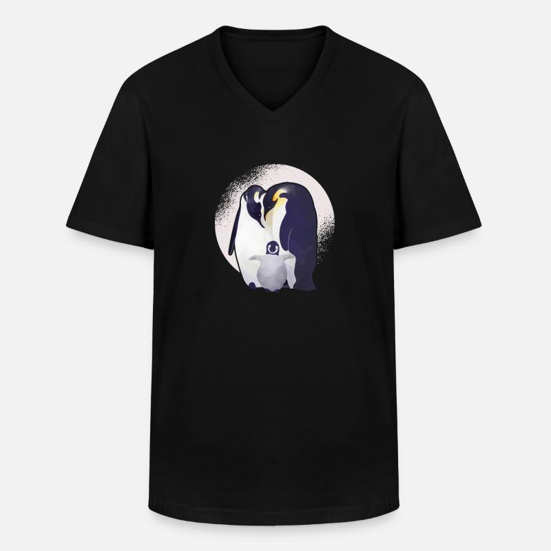 Pinguin - Männer-T-Shirt mit V-Ausschnitt - Schwarz