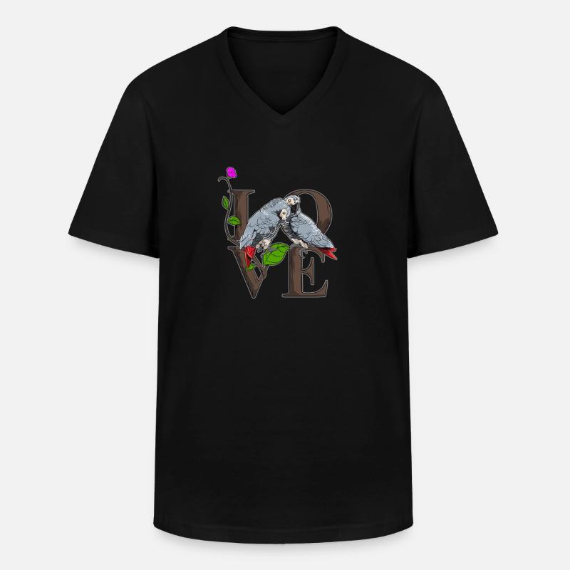 Graupapagei - Männer-T-Shirt mit V-Ausschnitt - Schwarz