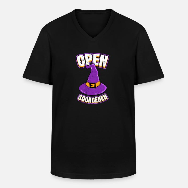 Programmeurs open source Hacker - T-shirt col V Homme - noir