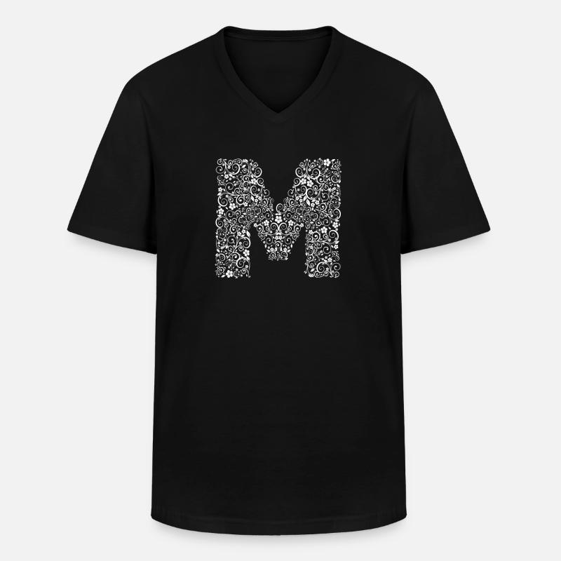 Buchstabe M - Männer-T-Shirt mit V-Ausschnitt - Schwarz
