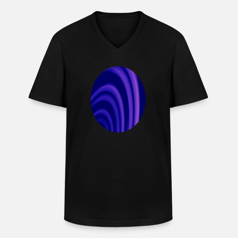 Fraktal Ringe Oval - Männer-T-Shirt mit V-Ausschnitt - Schwarz