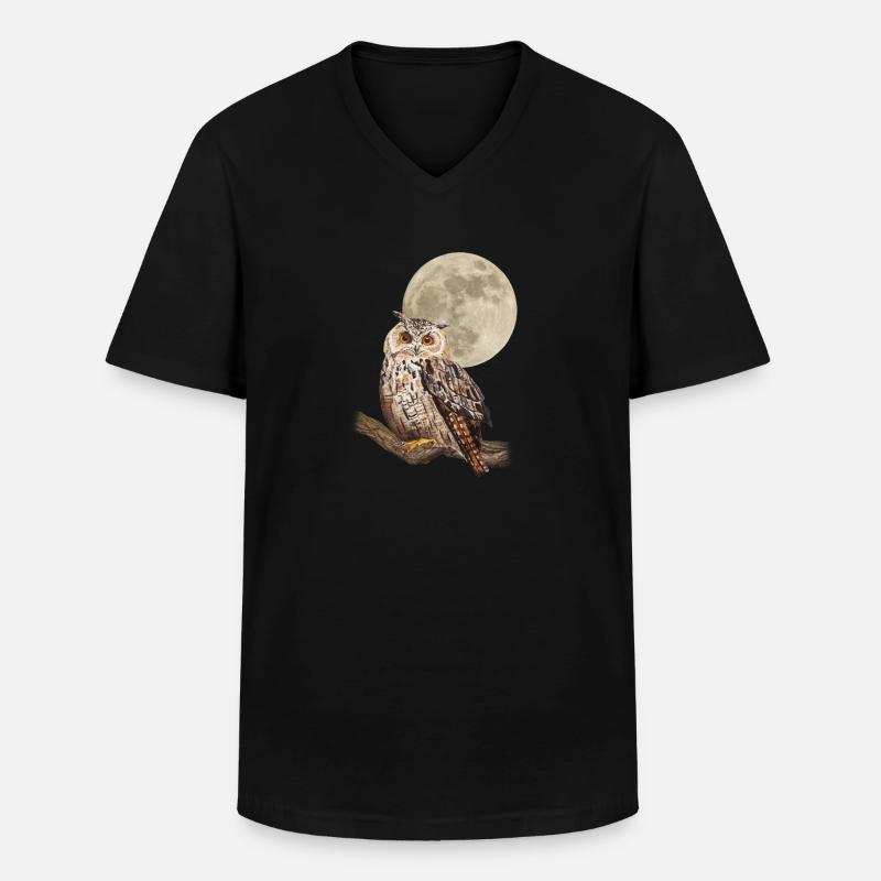 Mysteriöse Eule - Männer-T-Shirt mit V-Ausschnitt - Schwarz