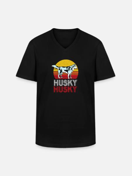 Husky - Men's V-Neck T-Shirt - black
