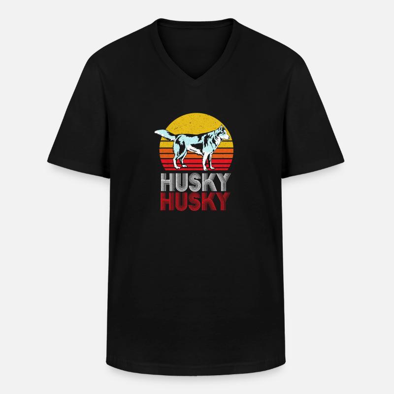 Husky - Männer-T-Shirt mit V-Ausschnitt - Schwarz