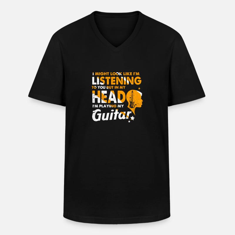 Gitarre - Männer-T-Shirt mit V-Ausschnitt - Schwarz