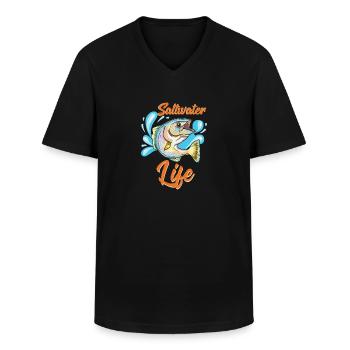 Saltwater fishing saltwater fishing - Men's V-Neck T-Shirt - black - Front - AI Model Male 178 dark (178cm)