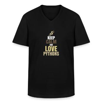 python - Men's V-Neck T-Shirt - black - Front - AI Model Male 178 dark (178cm)