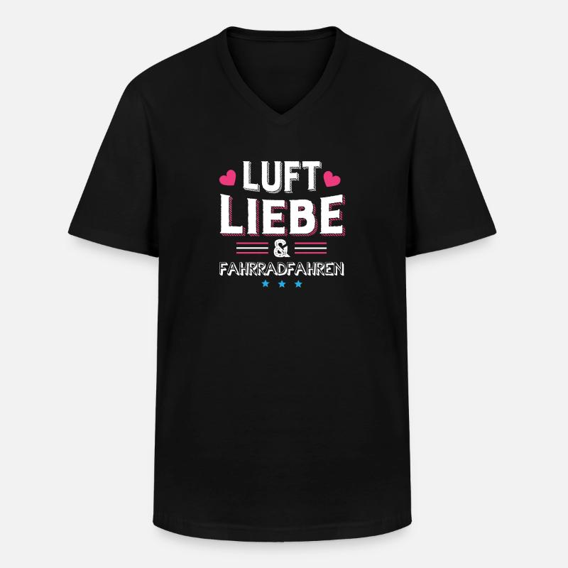 Luft Liebe & Fahrradfahren - Männer-T-Shirt mit V-Ausschnitt - Schwarz