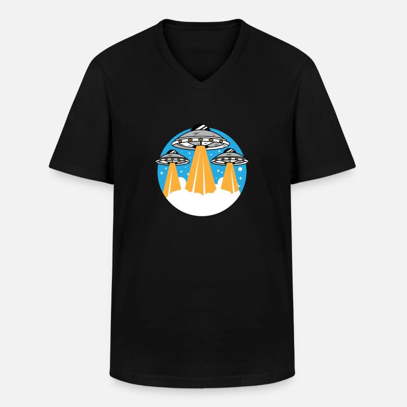 UFO - Männer-T-Shirt mit V-Ausschnitt - Schwarz