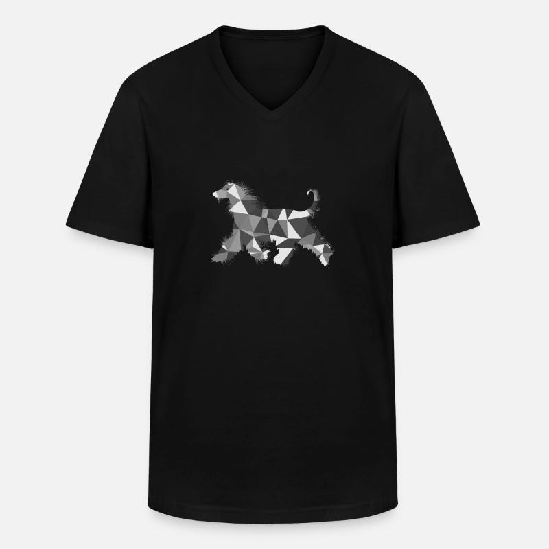 Lévrier afghan polygone - T-shirt col V Homme - noir