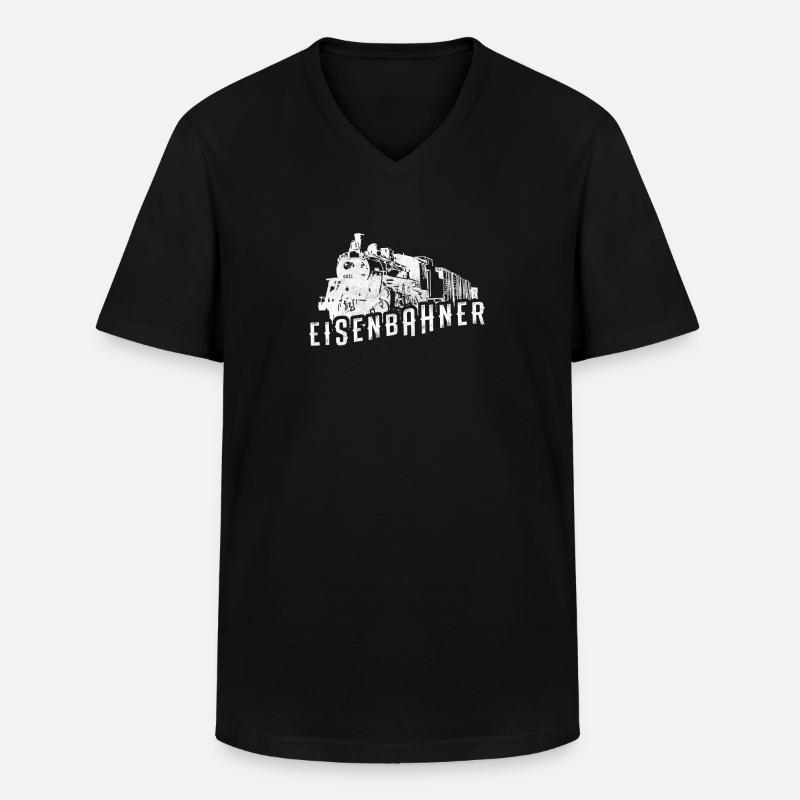 Eisenbahner, Dampflock Güterzug Geschenkidee - Männer-T-Shirt mit V-Ausschnitt - Schwarz
