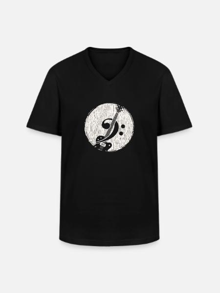 Guitare basse - T-shirt col V Homme - noir