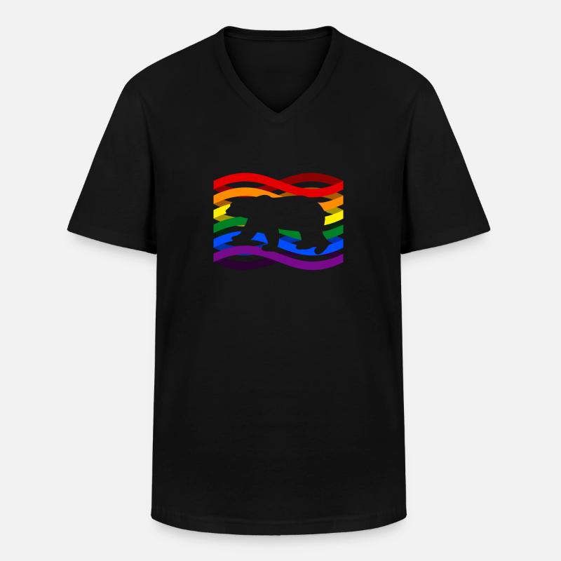 Eisbär Regenbogen - Männer-T-Shirt mit V-Ausschnitt - Schwarz
