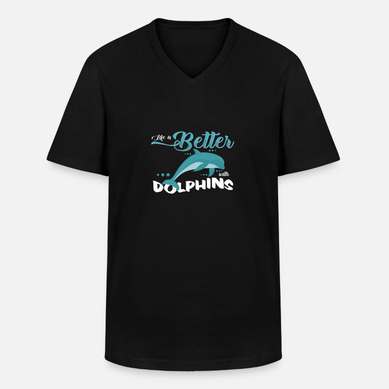 Delfin - Männer-T-Shirt mit V-Ausschnitt - Schwarz
