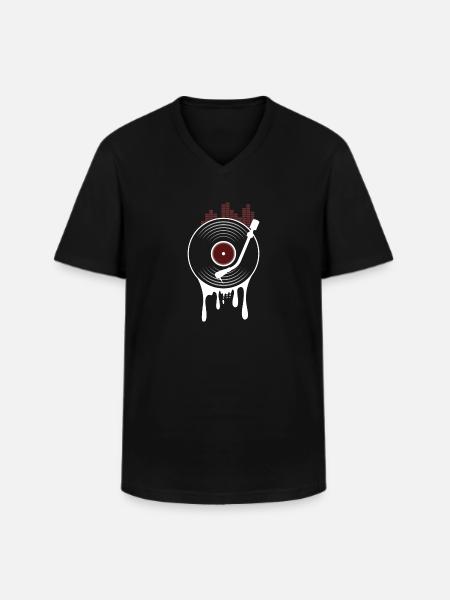 record - T-shirt col V Homme - noir