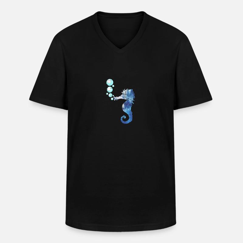 Seepferdchen Meeresbewohner - Männer-T-Shirt mit V-Ausschnitt - Schwarz