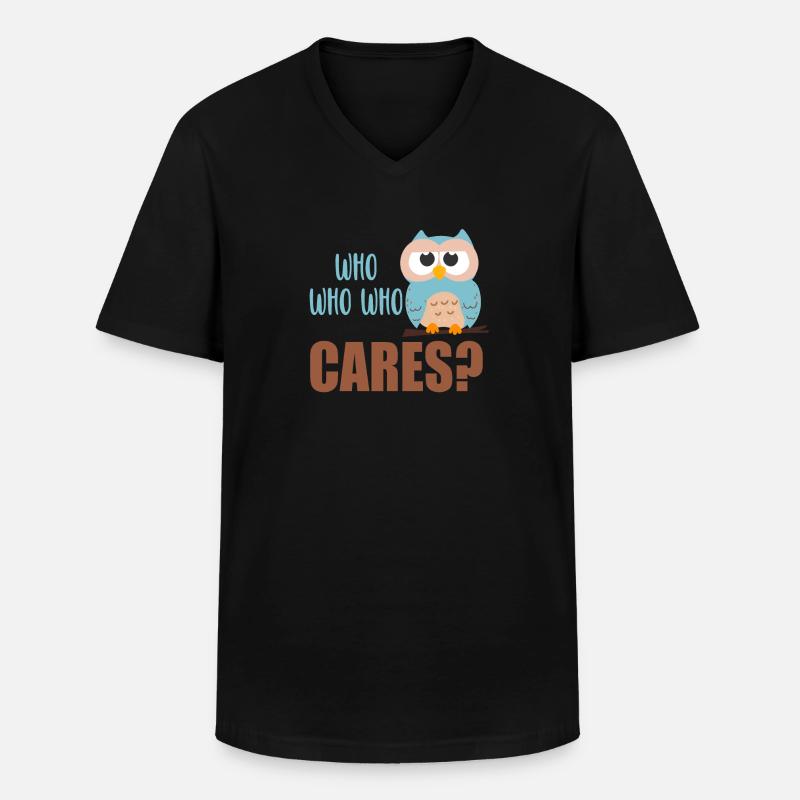Who cares Eule Uhu Kauz - Männer-T-Shirt mit V-Ausschnitt - Schwarz