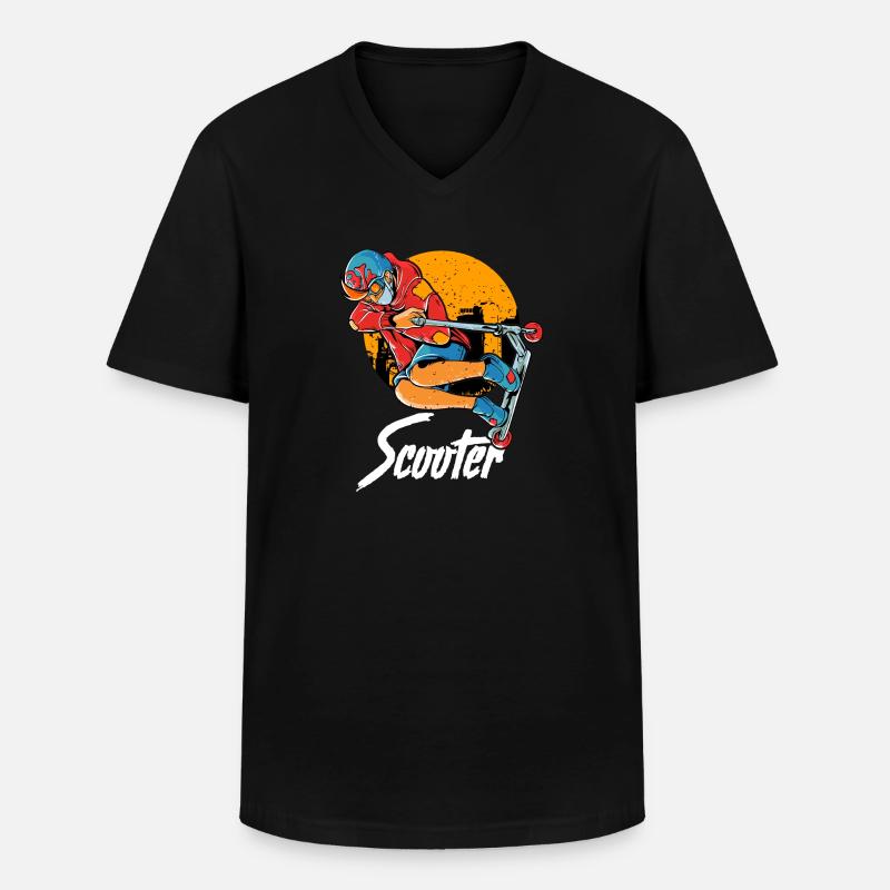 Cute & Funny Scooter Kid Riding Tricks - Men's V-Neck T-Shirt - black