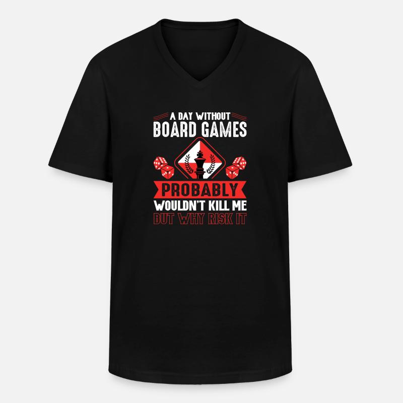 Brettspiele - Männer-T-Shirt mit V-Ausschnitt - Schwarz