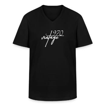Cadeau d'anniversaire vintage des années 1970 - T-shirt col V Homme - noir - Devant - AI Model Male 178 dark (178cm)
