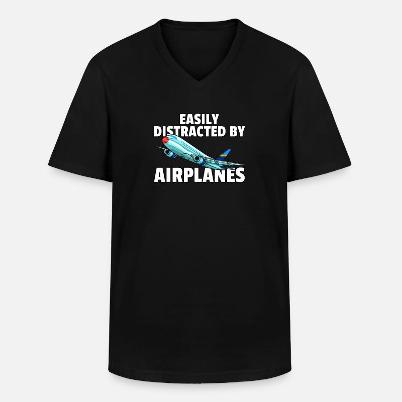 Airplane Pilot Pilot Fly Flight - Men's V-Neck T-Shirt - black