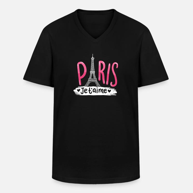 Pariser Eiffelturm - Männer-T-Shirt mit V-Ausschnitt - Schwarz