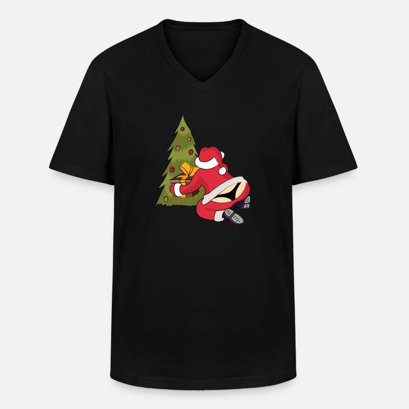Weihnachtsmann String Weihnachsbaum Bescherung - Männer-T-Shirt mit V-Ausschnitt - Schwarz