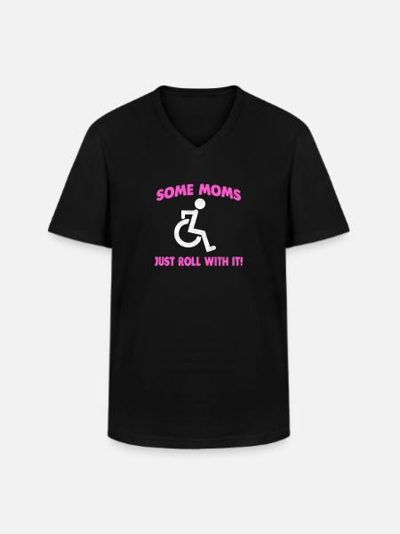 Sjov Handicapped Wheelchair Mom Shirt - Klassisk herre T-shirt med V-udskæring - sort