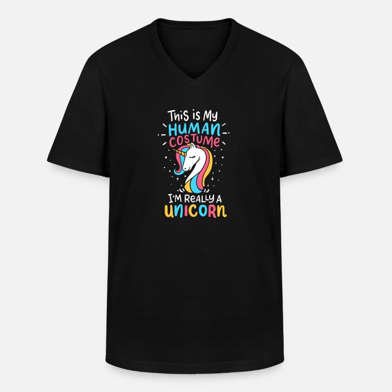 Einhorn - Männer-T-Shirt mit V-Ausschnitt - Schwarz