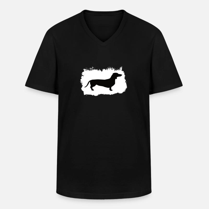 Dackel - Männer-T-Shirt mit V-Ausschnitt - Schwarz