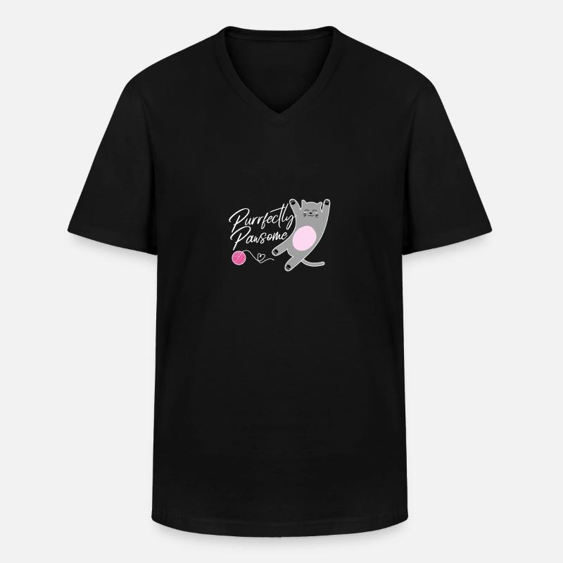 Conception de chat Pansome - T-shirt col V Homme - noir