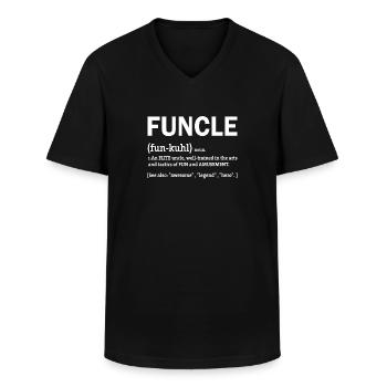 Funcle Definition - Men's V-Neck T-Shirt - black - Front - AI Model Male 178 dark (178cm)