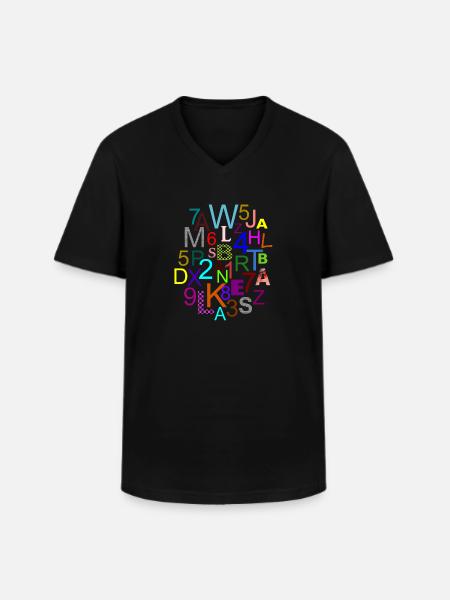 Fleda Mouse Design: Lettere - Numeri - mix - Maglietta da uomo classica con scollo a V - nero