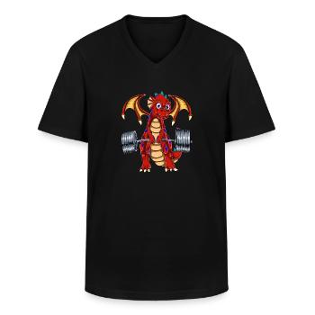Dragon deadlift - Men's V-Neck T-Shirt - black - Front - AI Model Male 178 dark (178cm)