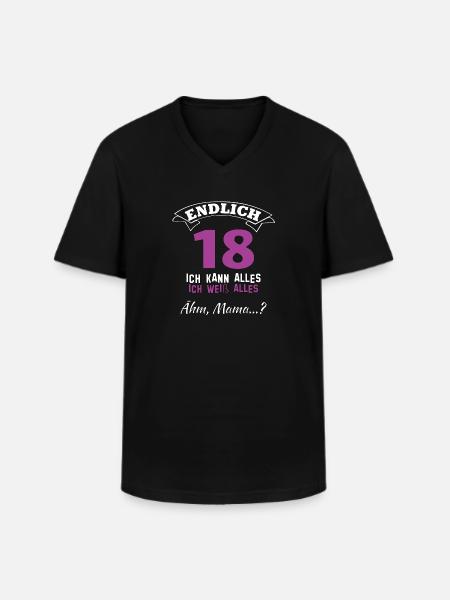 Endlich 18 - Männer-T-Shirt mit V-Ausschnitt - Schwarz