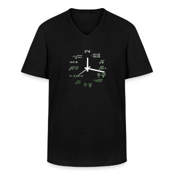 Mathematik Uhr Mathe Bruch Rechnen Geschenk - Männer-T-Shirt mit V-Ausschnitt - Schwarz - Vorne - AI Model Male 178 dark (178cm)