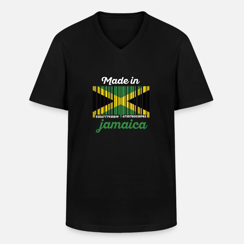 Jamaika Barcode Flagge - Männer-T-Shirt mit V-Ausschnitt - Schwarz